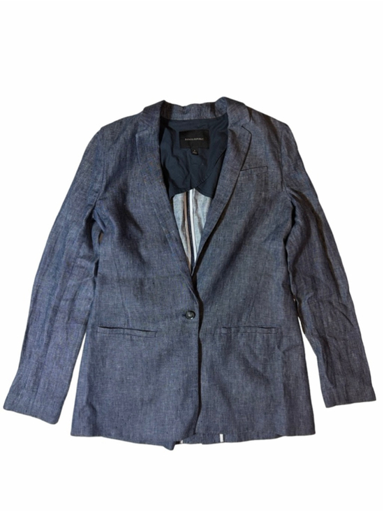Banana Republic Jackets & Blazers - Banana Republic Linen Blazer 6 Blue Chambray One Button Jacket